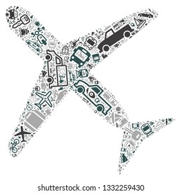 Transport icon in a plane shape, vector file for EPS10