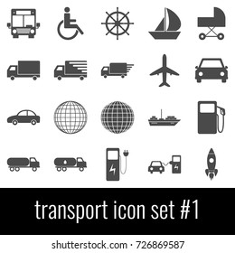 Transport. Icon set 1. Gray icons on white background.