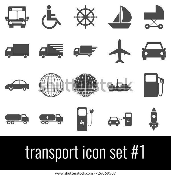Transport.\
Icon set 1. Gray icons on white\
background.