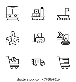 Transport icon set collection. Editable stroke vector.