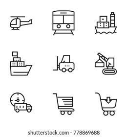 Transport icon set collection. Editable stroke vector.