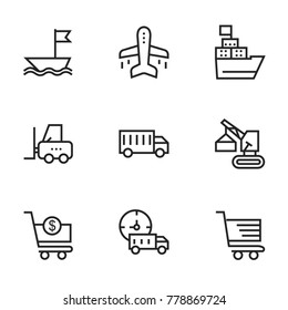 Transport icon set collection. Editable stroke vector.