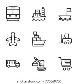 Transport icon set collection. Editable stroke vector.