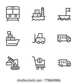 Transport icon set collection. Editable stroke vector.