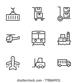 Transport icon set collection. Editable stroke vector.