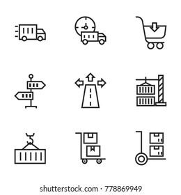 Transport icon set collection. Editable stroke vector.