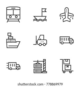 Transport icon set collection. Editable stroke vector.
