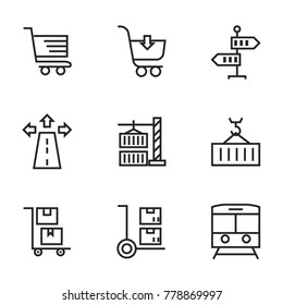 Transport icon set collection. Editable stroke vector.