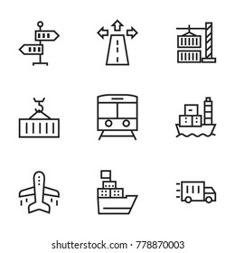 Transport icon set collection. Editable stroke vector.