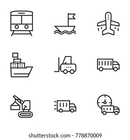 Transport icon set collection. Editable stroke vector.