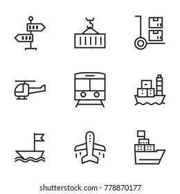 Transport icon set collection. Editable stroke vector.
