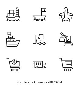 Transport icon set collection. Editable stroke vector.