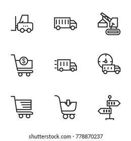 Transport icon set collection. Editable stroke vector.