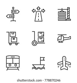 Transport icon set collection. Editable stroke vector.