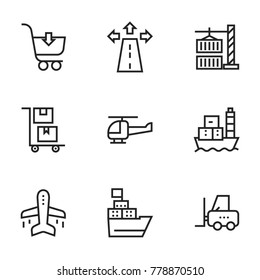 Transport icon set collection. Editable stroke vector.