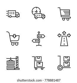 Transport icon set collection. Editable stroke line vectors