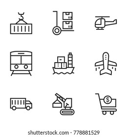 Transport icon set collection. Editable stroke line vectors