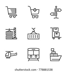 Transport icon set collection. Editable stroke line vectors