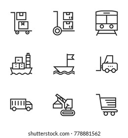 Transport icon set collection. Editable stroke line vectors