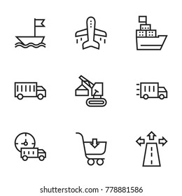 Transport icon set collection. Editable stroke line vectors