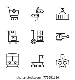 Transport icon set collection. Editable stroke line vectors