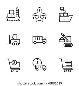 Transport icon set collection. Editable stroke line vectors