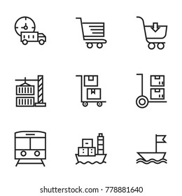 Transport icon set collection. Editable stroke line vectors
