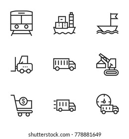 Transport icon set collection. Editable stroke line vectors