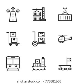 Transport icon set collection. Editable stroke line vectors