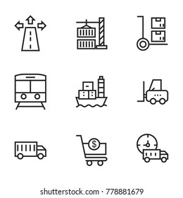 Transport icon set collection. Editable stroke line vectors