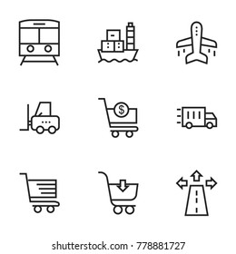 Transport icon set collection. Editable stroke line vectors