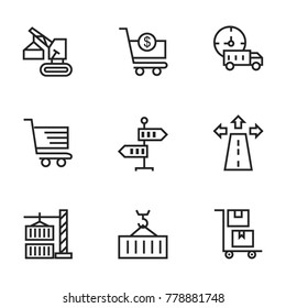 Transport icon set collection. Editable stroke line vectors
