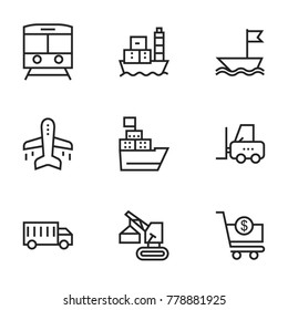 Transport icon set collection. Editable stroke line vectors