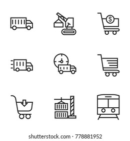 Transport icon set collection. Editable stroke line vectors