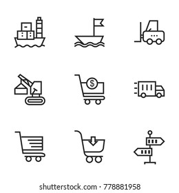 Transport icon set collection. Editable stroke line vectors