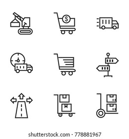 Transport icon set collection. Editable stroke line vectors