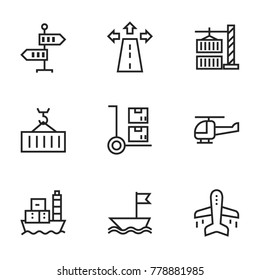Transport icon set collection. Editable stroke line vectors