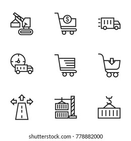 Transport icon set collection. Editable stroke line vectors