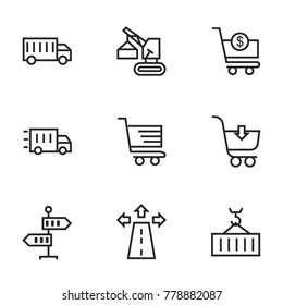 Transport icon set collection. Editable stroke line vectors
