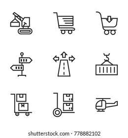Transport icon set collection. Editable stroke line vectors