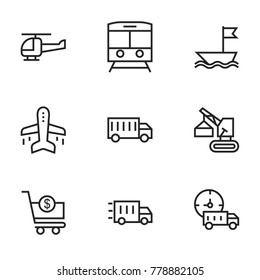 Transport icon set collection. Editable stroke line vectors