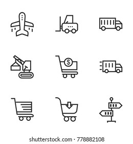 Transport icon set collection. Editable stroke line vectors