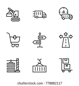 Transport icon set collection. Editable stroke line vectors