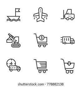 Transport icon set collection. Editable stroke line vectors