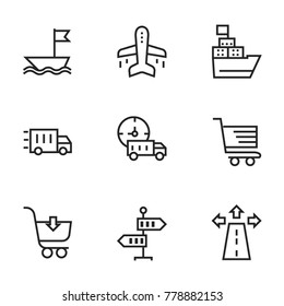 Transport icon set collection. Editable stroke line vectors