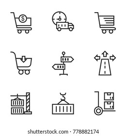 Transport icon set collection. Editable stroke line vectors