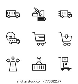 Transport icon set collection. Editable stroke line vectors