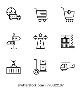 Transport icon set collection. Editable stroke line vectors