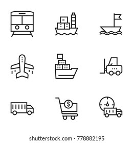 Transport icon set collection. Editable stroke line vectors