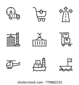Transport icon set collection. Editable stroke line vectors